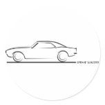 68 Camaro Hard Top BLK Round Sticker