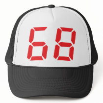 68 sixty-eight red alarm clock digital number hats by Tomaniac 68 sixty-eight red alarm clock digital number hats