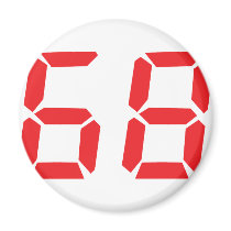 68 sixty-eight red alarm clock digital number magnets
