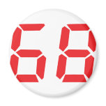 68 sixty-eight red alarm clock digital number magnets