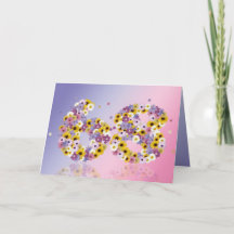 68th birthday card with flowery letters