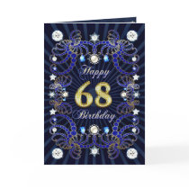 68th birthday card with masses of jewels