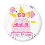 69 Year Old Birthday Cake Magnet