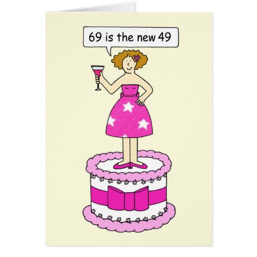 69th Birthday Age Humour For Her Lady On A Cake Card Zazzle