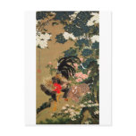 6. 紫陽花双鶏図, 若冲 Hydrangea and Rooster, Jakuchū Postcard