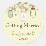 6 - 3" Favor Stickers Spring Floral Mason Jars