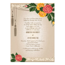 6.5x8.75" Vintage Damask Floral Wedding Invitation
