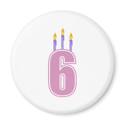 6 Birthday Candles (Pink / Purple) Magnets by LushLaundry