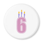 6 Birthday Candles (Pink / Purple) magnets