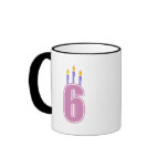 6 Birthday Candles (Pink / Purple) mugs