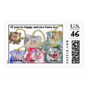 6 Cartoon Pigs Custom Postage Stamps