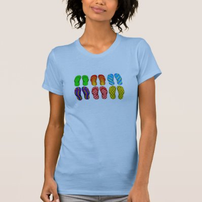 6 Colorful Pairs of Flip Flops Pick Color T-shirt