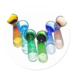 6 Coloured Cocktail Shot Glasses -Style 12 Round Stickers