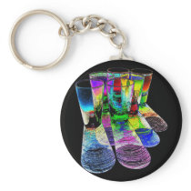 6 Coloured Cocktail Shot Glasses -Style 6 Key Chains