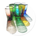 6 Coloured Cocktail Shot Glasses -Style 7 Round Sticker