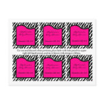 6 Favor Tags Hot Pink Zebra Print Postcard