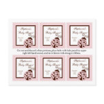 6 Favor Tags Pink Ladybug Postcards