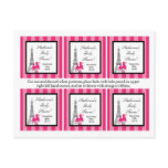 6 Favor Tags Pink Poodle Paris Eiffel Tower Post Cards