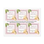 6 Favor Tags Safari Jungle Giraffe Pink Post Card