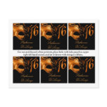6 Favor Tags Sweet 16 Orange Black Party Post Card