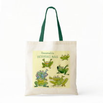 6 Funny Cartoon Frogs Go Green Tote Bag