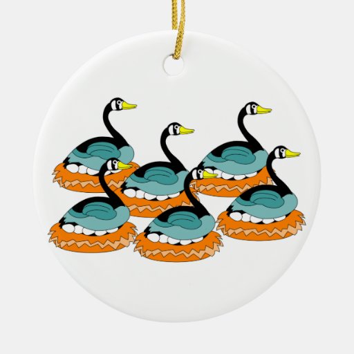 6 Geese A Laying Ceramic Ornament | Zazzle