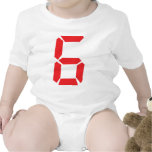 6 six red alarm clock digital number bodysuit