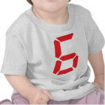 6 six red alarm clock digital number t-shirt