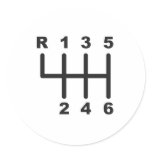 6 Speed Shift Gate Round Stickers