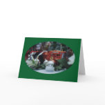 6 toy tractors at christmas card