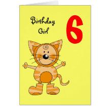 6 year old birthday girl greeting cards