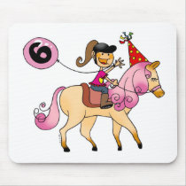 6 year old girl on a pony mousepads