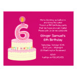 6th Birthday Cake Invitation