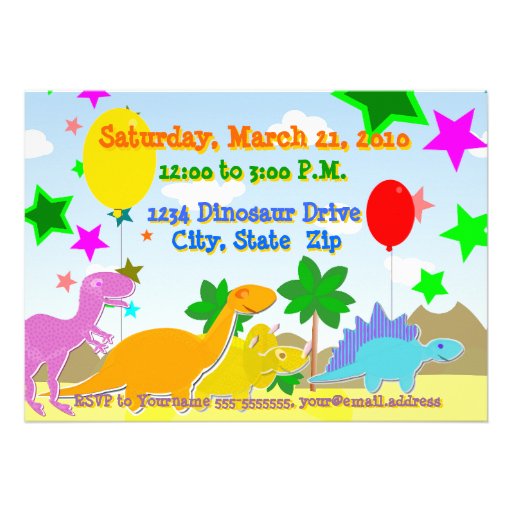 6th Birthday Cool Dinosaur DJ Party Invitations
