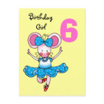 6th birthday gift for a girl, cute ballerina post card