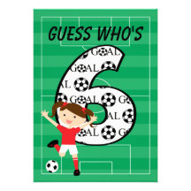 6th Birthday Party Red and White Soccer Girl Personalized Invites