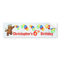 6th Birthday Party Teddy Bear Prince Bumper Sticker