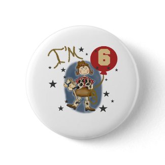 6th Cowgirl Birthday button