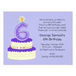 6th Lavender Birthday Cake Invitation