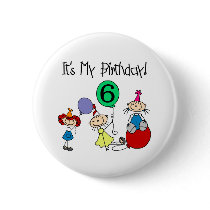 6th Stick Kids Party Buttons