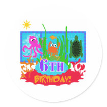 6th Undersea Adventure Birthday Sticker