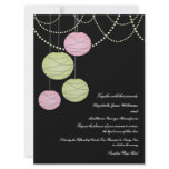 6x8 Wedding Pink & Green Paper Lanterns Invite