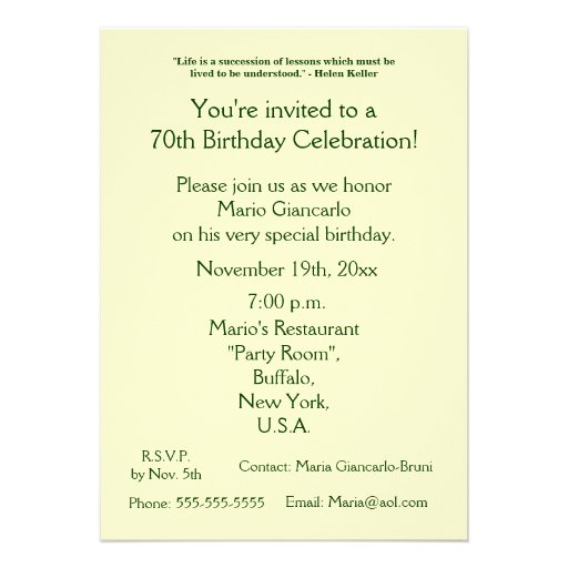 70 Beautiful Years!-Birthday+Forest Bridge Personalized Invitation