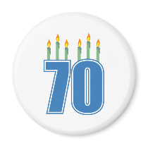 70 Birthday Candles (Blue / Green) Fridge Magnet