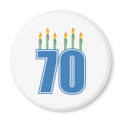 70 Birthday Candles (Blue / Green) Fridge Magnet by LushLaundry