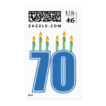70 Birthday Candles (Blue / Green) Stamp
