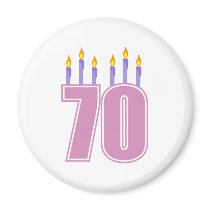 70 Birthday Candles (Pink / Purple) Refrigerator Magnets
