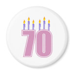 70 Birthday Candles (Pink / Purple) magnets