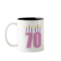 70 Birthday Candles (Pink / Purple) mugs by LushLaundry 70 Birthday Candles (Pink / Purple) mugs