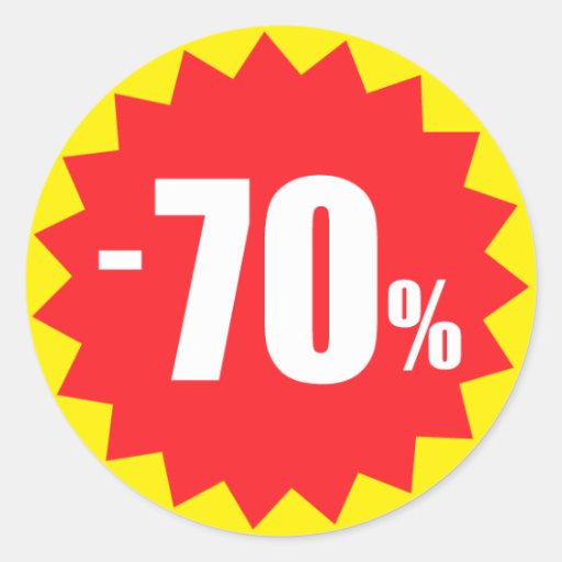 70 Percent Sale Discount Stickers Yellow And Red Classic Round Sticker